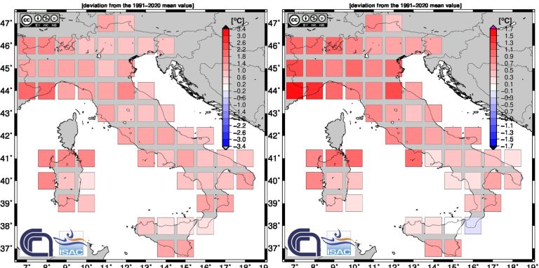Климат Италия, лето 2023 г.: глобальное потепление +1,04°C