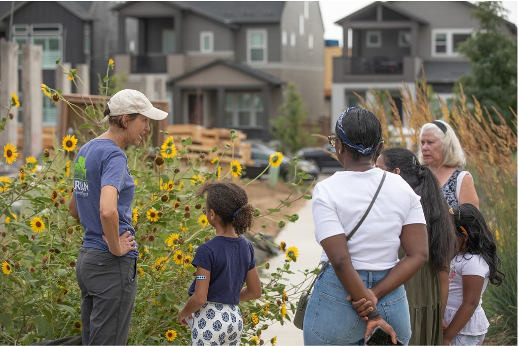 Amy with residents at Bees and Blossoms